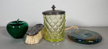 Group Of Decorative Glass And Metal Items (4 Pieces)