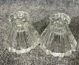 Pair Of Geometric Crystal Candle Holders