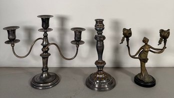 Group Of Three Decorative Candlesticks