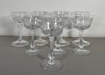 Set Of 8 Etched Stemmed Glasses