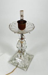 Vintage Crystal Table Lamp Base With Square Cut Design