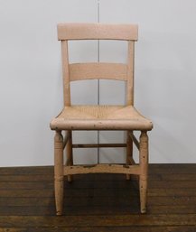 Vintage Wooden Ladder-Back Chair With Rush Seat