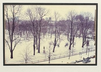 Framed Winter Scene Photograph Of Greater Boston Park