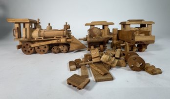 Vintage Wooden Toy Train Set
