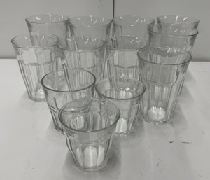 Set Of 12 Clear Glass Tumblers