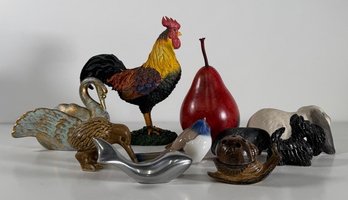 Collection Of 12 Decorative Animal & Fruit Figurines