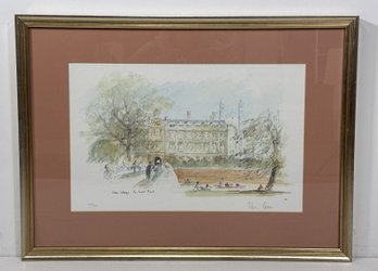 Clare College' Lithograph By Hugh Casson