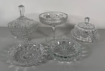 Collection Of Five Cut Glass Dishes
