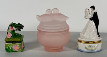 Three Decorative Boxes: Bride & Groom, Sigma Dove, Floral Bird