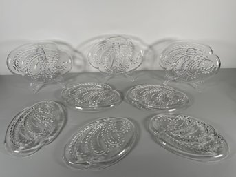 Clear Glass Snack Set With Cups And Plates