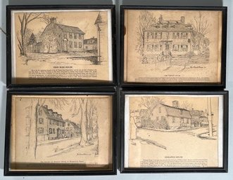 Set Of Four Framed Historical House Prints