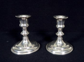 Vintage Empire Polished Pair Pewter Candlesticks