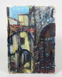 Modernist City Scape Signed Oil Painting Italian