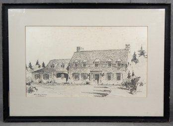 Edwin E. Cull (1891-1956) - Colonial House  Framed Print, Providence RI