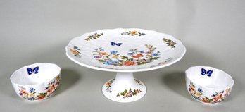 John AYNSLEY Pedestal Cake Stand & Variete Bowls Cottage Garden