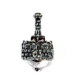 Vintage Sterling Silver Judaica Jewish Hanukkah 3D Jerusalem Wall Dreidel