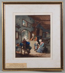 Adriaen Jansz Van Ostade (1610 - 1685) Reading The News Original 1821 Print
