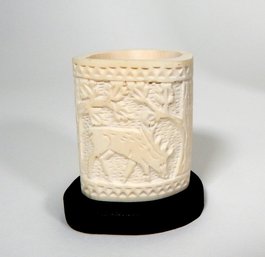 Vintage Hand Carved Toothpick / Pencil Desk Holder Pot