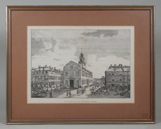 Original 1793 Print ' The Old State House' Boston - Massachusetts Magazine / Abbott Lowell Cummings