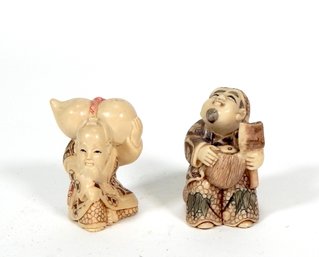 Lot 2 Vintage Japanese Signed Netsuke