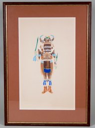 Tunwup Hopi Katchina  Southwest Watercolor Painting