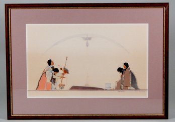 Archie Blackowl Native American Painting 'Prayer For The Mother'