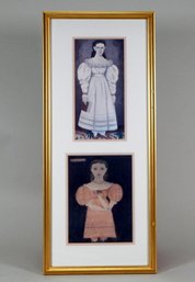 American Folk Painting Two Girls Vintage Print-  Henry Ford Collection