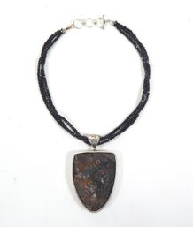 Large Vintage Starborn Sterling Silver Agate Pendant Necklace