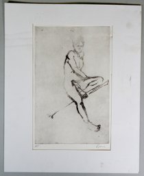 Original Vintage Nude Etching- Signed