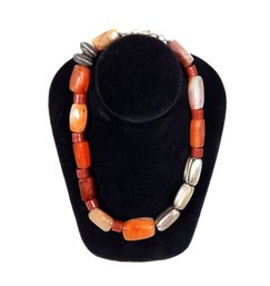 Vintage Chunky Silver & Stone Bead Necklace
