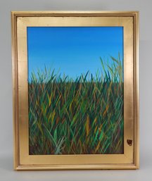 J. Early (20th Century) Grass Field And Blue Sky Oil Painting