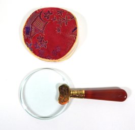 Vintage Asian Magnifying Glass With Pouch