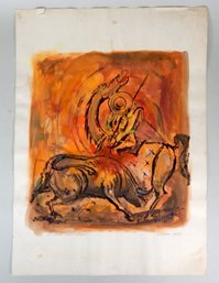 Vintage Esparza 1971 Matador Bullfighter Watercolor Painting