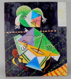 Vintage Bernard (20th Century) Abstract Girl Portrait Oil Painting