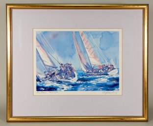 Robert Vincent Kennedy (Born 1938) ' The Race' Original Signed Lithograph