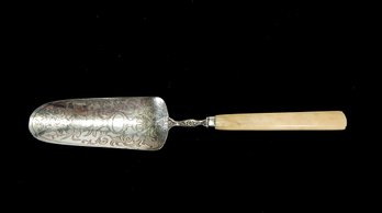 Antique Etched Silver & Bone Fish Server
