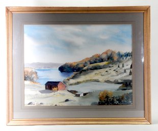 Large Vintage Landscape Watercolor