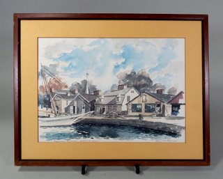 Vintage Paul Norton Framed Print- Seaport Street Mystic, Conn