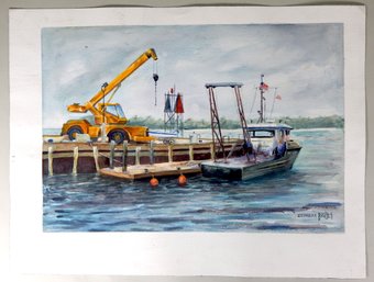 Esparza Baillet (20th Century) Double Sided Watercolor Of Bristol, RI