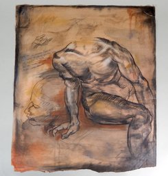 Vintage Esparza Man's Torso Watercolor 1971