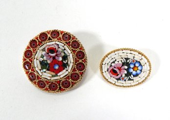 Lot 2 Vintage Micro Mosaic Brooches