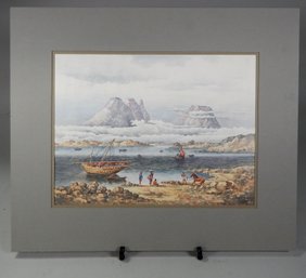 Antique Watercolor View Of The Western Ghats From Kalyan India