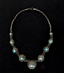 Vintage Silver And Turquoise Necklace