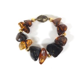 Vintage Amber Bracelet With Gold Spacers