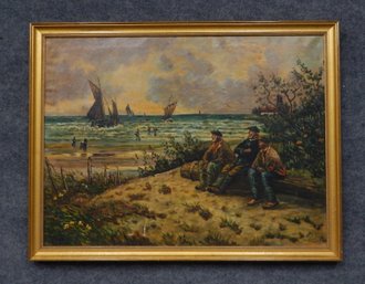 Erna S. (Kuhn) Scharff (1895 - 1982) Seascape With Fishermen