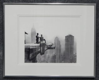 Workers Atop Gargoyle Of Chrysler Building - Framed Photograph Print