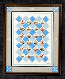 KELLY -Original Oil Painting Quilt Pattern With Flower Pots