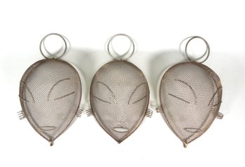 Lot 3 Vintage 1950s Frederick Weinberg Mannequin Wire Mesh Metal Mask Head