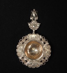 Antique Repousse Sterling Silver Tea Strainer