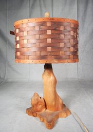Vintage Hand Made Wood Table Lamp
